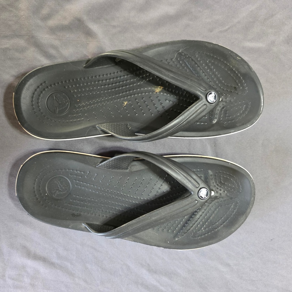Crocs Classic Flip Flops Black White W8-M6 Casual Beachwear Sporty Unisex - Picture 2 of 10